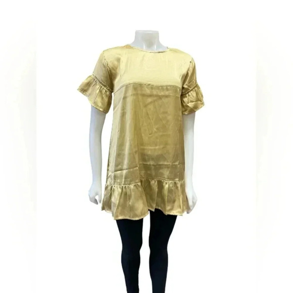 Threadbare NWT Gold Metallic SS Midi Shift Dress Size 11/12 Years - Picture 1 of 7